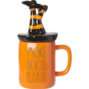 More Boos Please – Halloween Mug with Witch Legs Lid – Coffee Cup – Rae Dunn